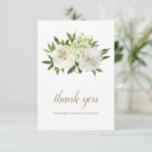 エレガントフローラホワイトアイボリー金ゴールド葬儀悔やみや弔慰 サンキューカード (スタンド正面)