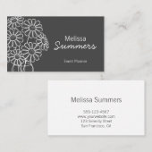 エレガントフローラホワイトデイジーオンダークグレー 名刺 (正面/裏面)