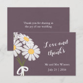 エレガントフローラホワイトデイジーサンキュー結婚ズ サンキューカード (正面/裏面)