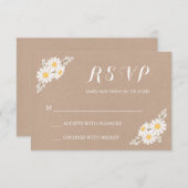 エレガントフローラホワイトデイジーRSVP結婚の 出欠カード (正面/裏面)