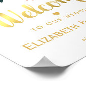 エレガントフローラホワイト金ゴールド歓迎結婚の ポスター (角)