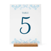 エレガントフローラボウシックブルー結婚のテーブル番号