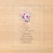 エレガントフローラボウファンシーワン第1の誕生日 アクリル招待状 (正面)