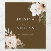 エレガントフローラボホ結婚のワインボトルラベル ワインラベル (シングルラベル)