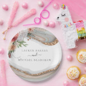 エレガントフローラマーブルグリッター結婚ズラグジュアリー ペーパープレート (パーティー)