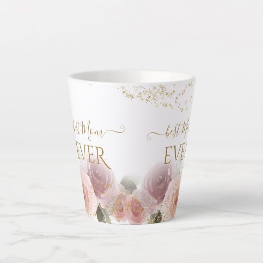 エレガントフローラマ最高のマエバガーリー金ゴールドグリッター カフェラテマグ (正面)