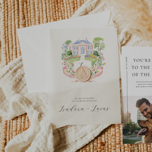 エレガントフローラマ結婚ナーズクレスト ベラム紙招待状