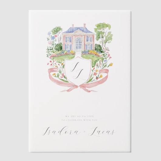 エレガントフローラマ結婚ナーズクレスト ベラム紙招待状 (正面)