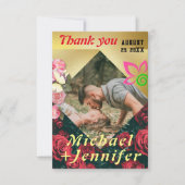 エレガントフローラミニマカスタムリスト写真結婚の サンキューカード (正面)