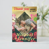 エレガントフローラミニマカスタムリスト写真結婚の サンキューカード (スタンド正面)