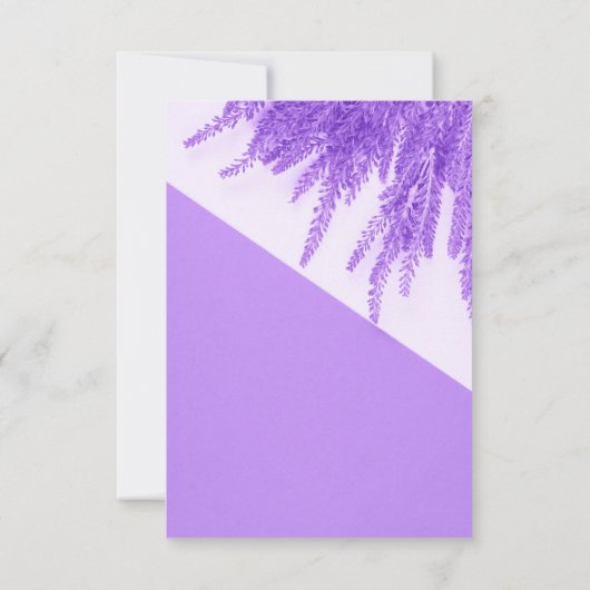 エレガントフローラミニマル紫ラベンダー結婚ズ 招待状 (裏面)