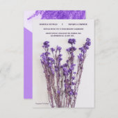エレガントフローラミニマル紫ラベンダー結婚ズ 招待状 (正面/裏面)