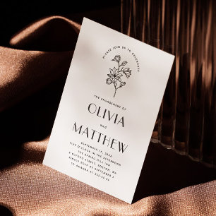 エレガントフローラミニマ結婚リストの婚約パーティ 招待状