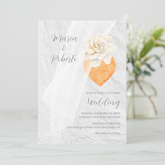 エレガントフローラミラハートメキシ結婚カン 招待状 (スタンド正面)