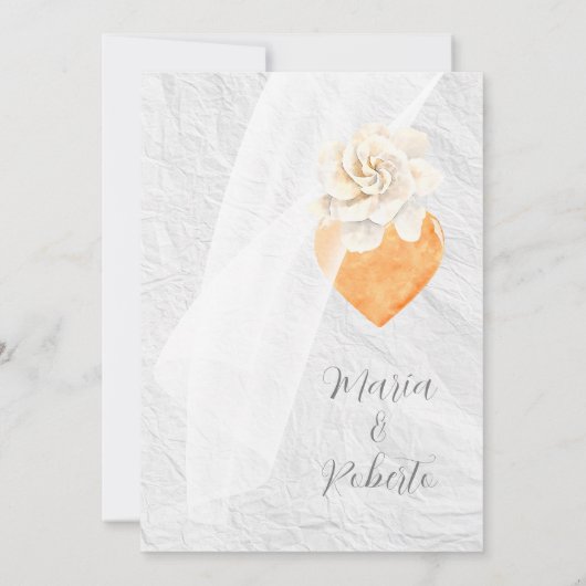 エレガントフローラミラハートメキシ結婚カン 招待状 (裏面)