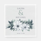 エレガントフローラミントティール（緑がかった色） スタンダードランチョンナプキン (正面)