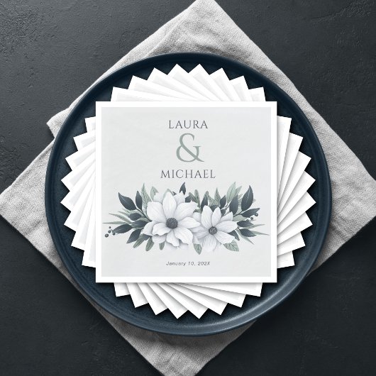 エレガントフローラミントティール（緑がかった色） スタンダードランチョンナプキン