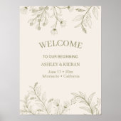 エレガントフローラモスグリーンウェルカム結婚ズ ポスター (正面)