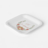 エレガントフローラモダンイードムバラクピンク白 ペーパープレート (傾斜あり)