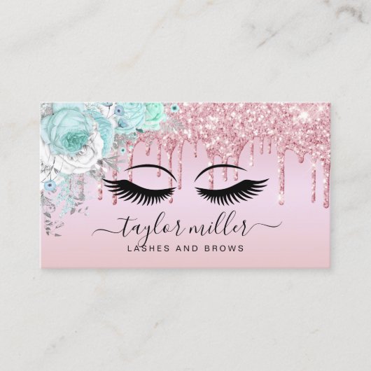 エレガントフローラモダンバラ金ゴールドミントまつげ 名刺 (正面)