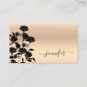 エレガントフローラモダンバラ金ゴールド黒花可愛い 名刺 (正面)