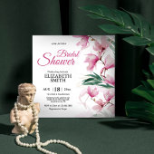 エレガントフローラモダンピンクグリーンブライダルシャワー 招待状