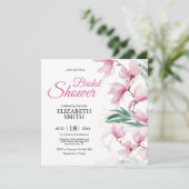 エレガントフローラモダンピンクグリーンブライダルシャワー 招待状 (スタンド正面)