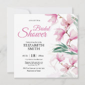 エレガントフローラモダンピンクグリーンブライダルシャワー 招待状 (正面)