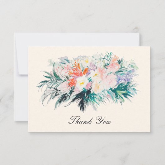 エレガントフローラモダンフラワーブーケ サンキューカード (正面)