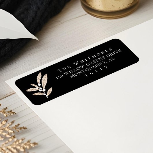 エレガントフローラモダンホワイトクランベリーの葉デザイン ラベル