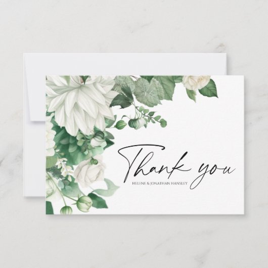 エレガントフローラモダンボホエメラルドグリーン結婚ズ サンキューカード (正面)