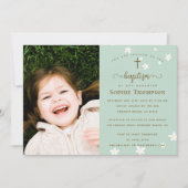 エレガントフローラモダン女子の宗教洗礼写真 招待状 (正面)