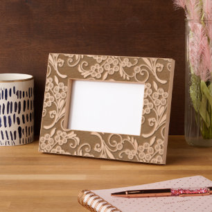 エレガントフローラモダン植物型木製植物文体 レーザー彫刻フレーム