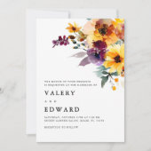 エレガントフローラモダン秋の結婚式招待状 招待状 (正面)