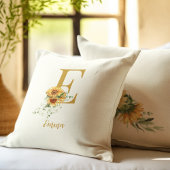 エレガントフローラモノグラムイニシャル名パーソナライズされた クッション