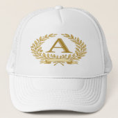 エレガントフローラモノグラムカスタム-イニシャルと名前 キャップ (正面)