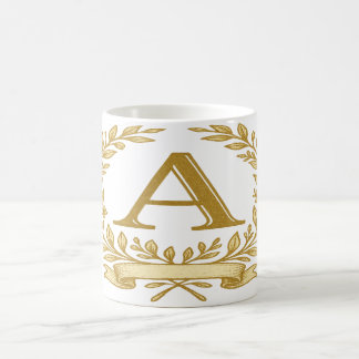 エレガントフローラモノグラムカスタム-イニシャルと名前 コーヒーマグカップ