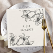 エレガントフローラモノグ結婚ラム スタンダードカクテルナプキン