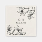 エレガントフローラモノグ結婚ラム スタンダードカクテルナプキン (正面)