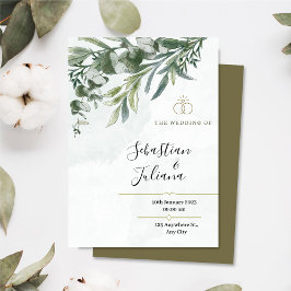 エレガントフローラユ素朴ーカリプタス結婚グリーン 招待状