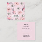エレガントフローラライトピンクカメラ スクエア名刺 (正面/裏面)