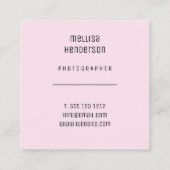 エレガントフローラライトピンクカメラ スクエア名刺 (裏面)