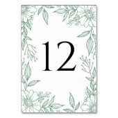 エレガントフローララインスケッチミントグリーン結婚ズ テーブルナンバー (正面)