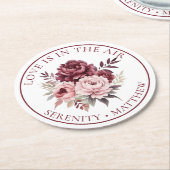 エレガントフローララブウォーター色の牡丹結婚の ラウンドペーパーコースター (アングル)