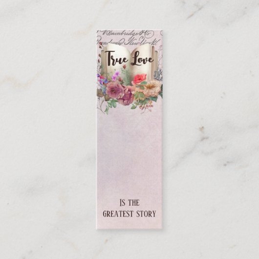 エレガントフローララブストーリー結婚式の引き出物ブックマーク スキニー名刺 (正面)