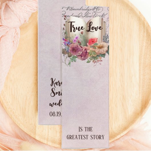 エレガントフローララブストーリー結婚式の引き出物ブックマーク スキニー名刺