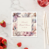 エレガントフローララベンダーと赤面ブライダルシャワー スタンダードカクテルナプキン (インサイチュ)