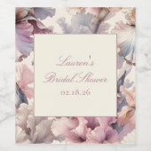 エレガントフローララベンダーと赤面ブライダルシャワー ワインラベル (シングルラベル)
