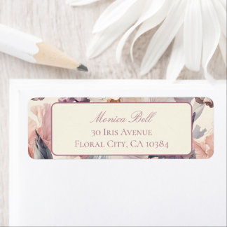 エレガントフローララベンダーと赤面差出人住所 ラベル