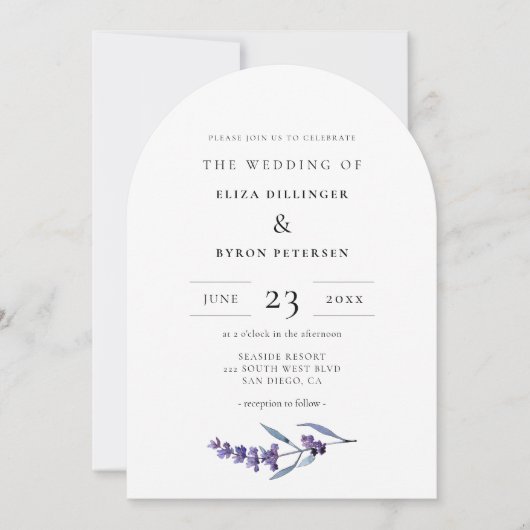 エレガントフローララベンダーア結婚ーチ 招待状 (正面)